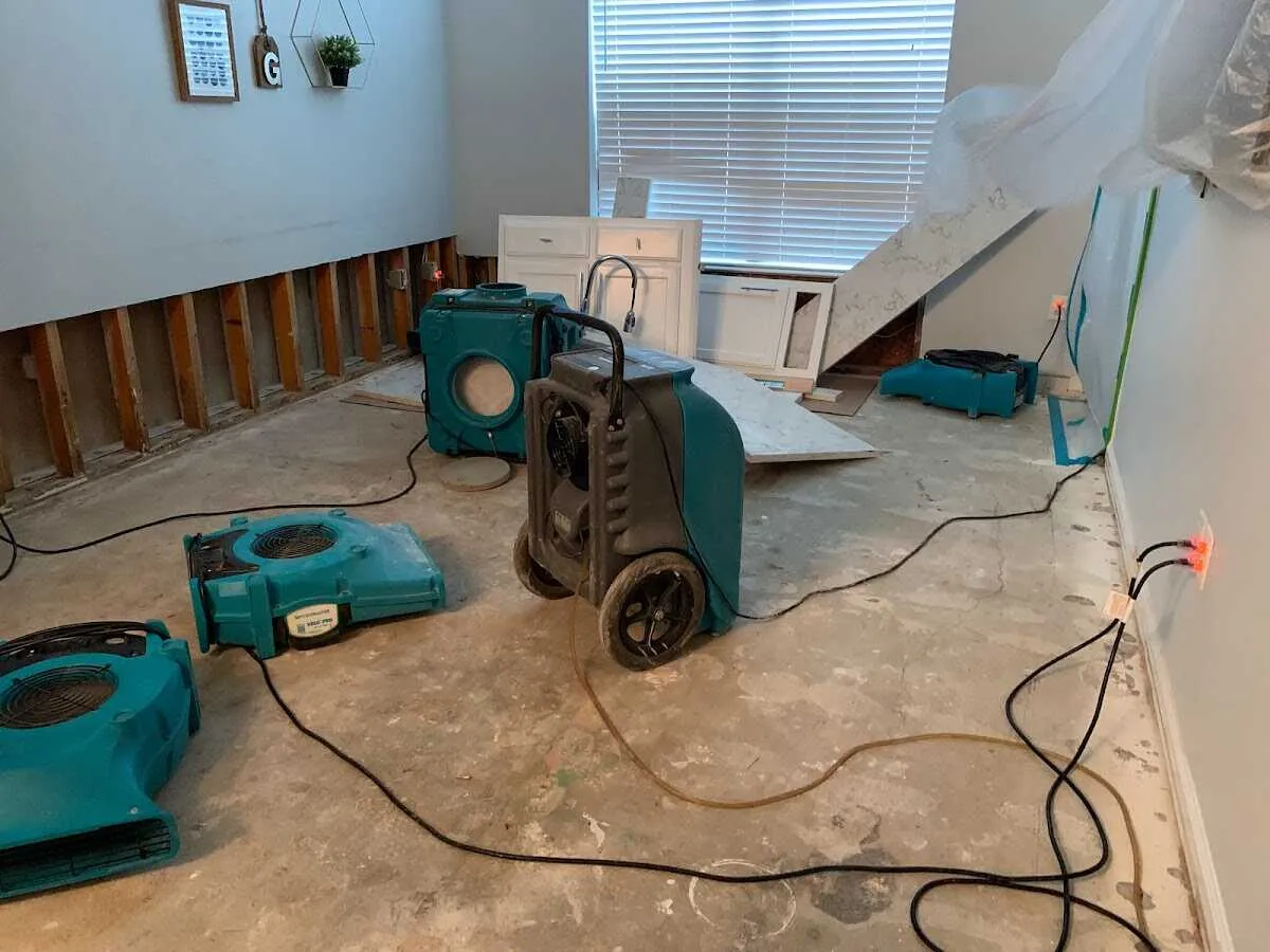 Dehumidifier in flood-cut room for Water Damage Restoration in Chestnut Ridge